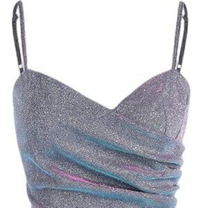 ZAFUL Women's Sexy Glitter Bodycon Dress Ruched Sequin Wrap Cami Mini Dress